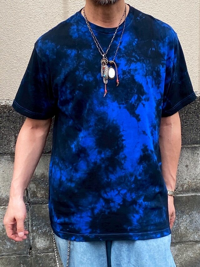 タイダイ Tシャツ XLサイズ ブラック×ブルー ムラ染め Hippies Dye タイダイ Tシャツ XLサイズ ブラック×ブルー ムラ染め Hippies Dye