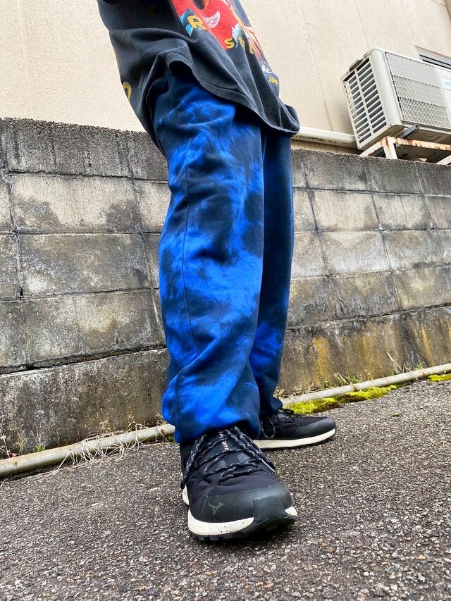 タイダイ スウェットパンツ Lサイズ ブラック×ブルー HD24-31