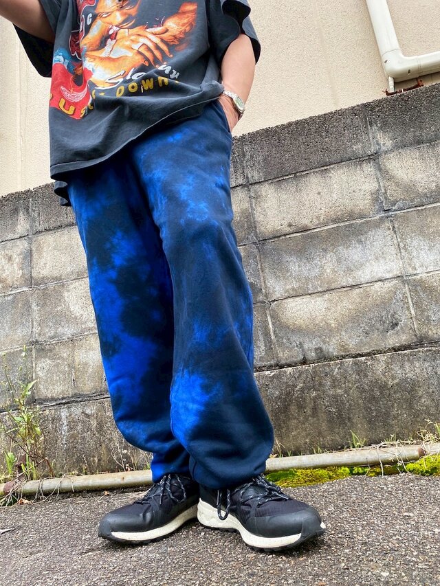 タイダイ スウェットパンツ Lサイズ ブラック×ブルー HD24-31 | iichi