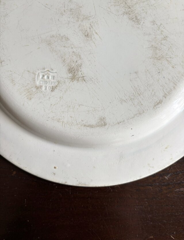 超美品19世紀ショワジー　可愛い小花レリーフ皿　フランスアンティーク 1枚あり！ショワジールロワ窯ピンクの鳥模様が可愛い平皿（直径