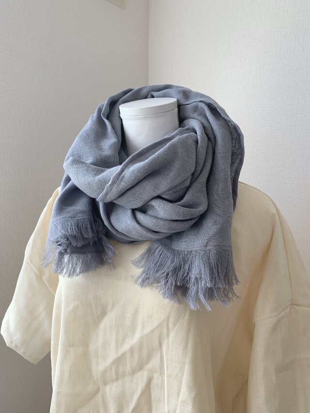 wafu】 Linen shawl 通年使える ガーゼ リネン ストール ハンド