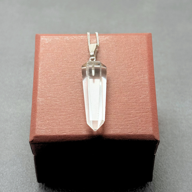 30~35mm つらら クォーツ/白水晶  RHP 天然石ネックレス - 柱 M