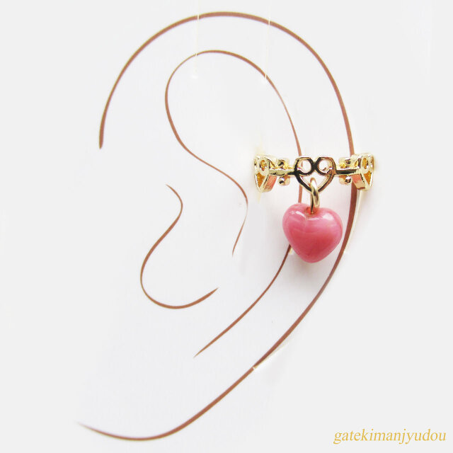 ハートイヤーカフ/ピンク