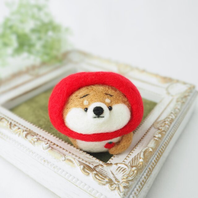 受注製作】-夏野菜- トマトになりきるまゆ柴犬(赤柴・黒柴・白柴) 羊毛