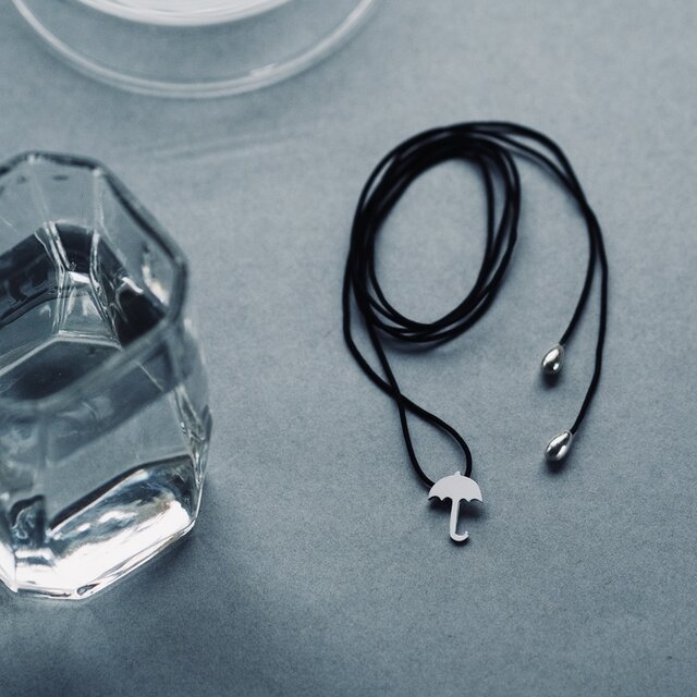 傘 & しずく コード ネックレス シルバー925