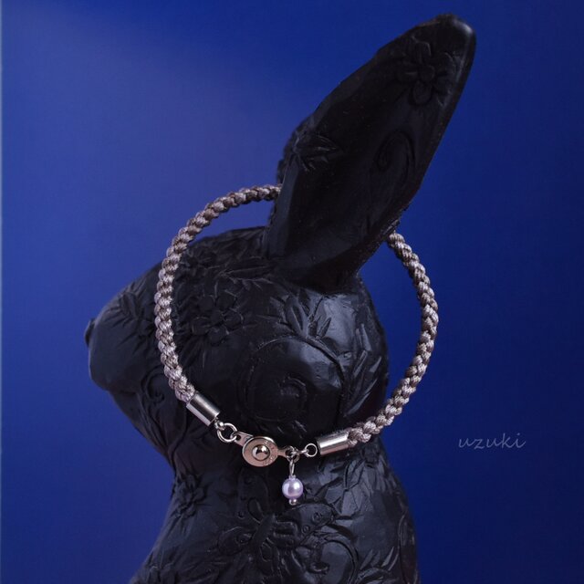 うさぎ色「まん丸うさぎ ライラック」ブレスレット(NO.R-li-250627)