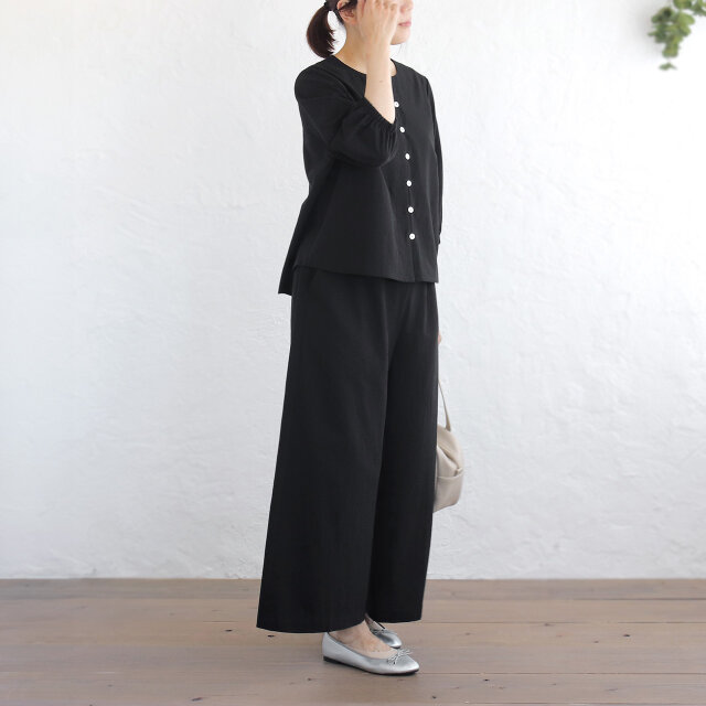 Y's KHADI COLLECTION]PATCHWORK TUCK WIDE PANTS(XS Black