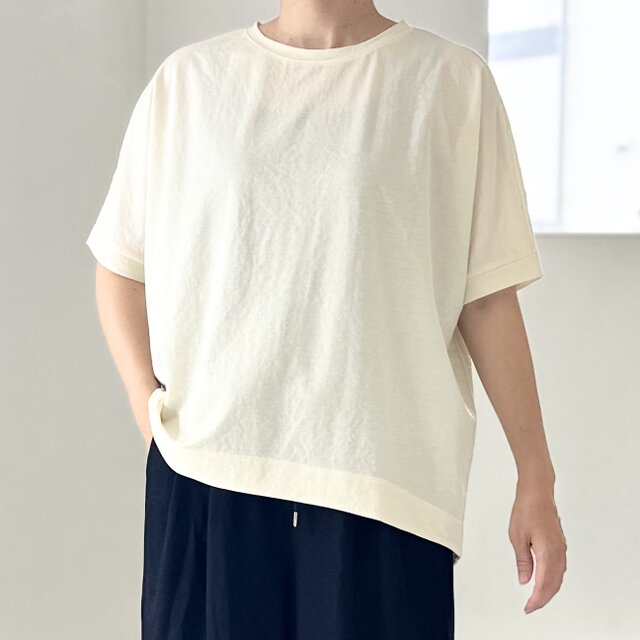 【接触冷感】前後差裾ラウンド ビッグシルエットプルオーバー 3色展開【アイボリー】『2025リデザイン』