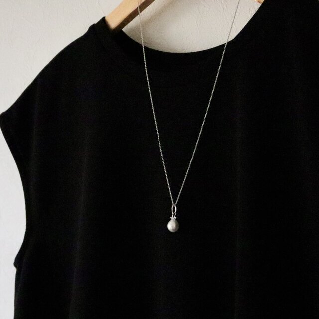 南洋白蝶ドロップ型パールのシルバー製ペンダントネックレス | iichi