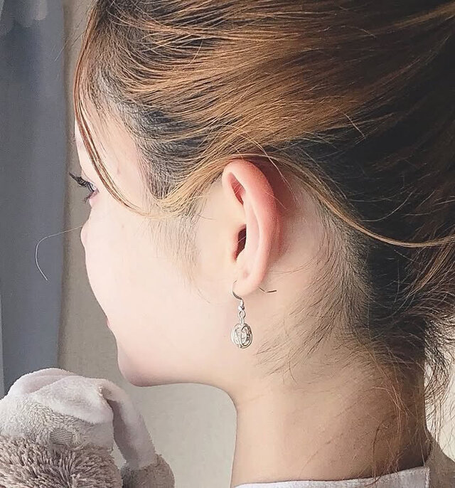 silver925　ワイヤーボールの一粒ピアス