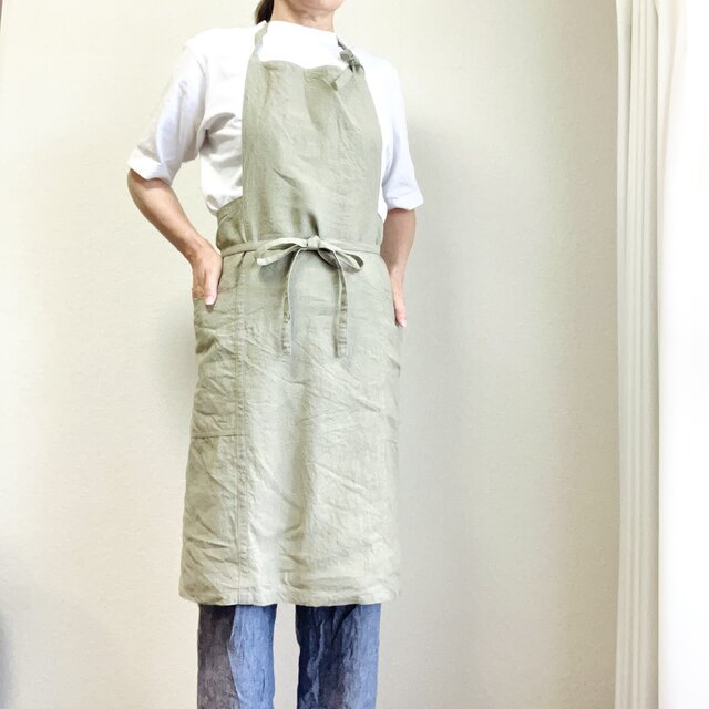 リベコ エプロン 麻100%