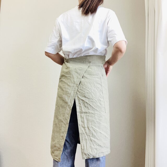 エプロン　麻100%　LIBECOベルギー製　ベージュ エプロン 麻100% LIBECOベルギー製 ベージュ エプロン麻100