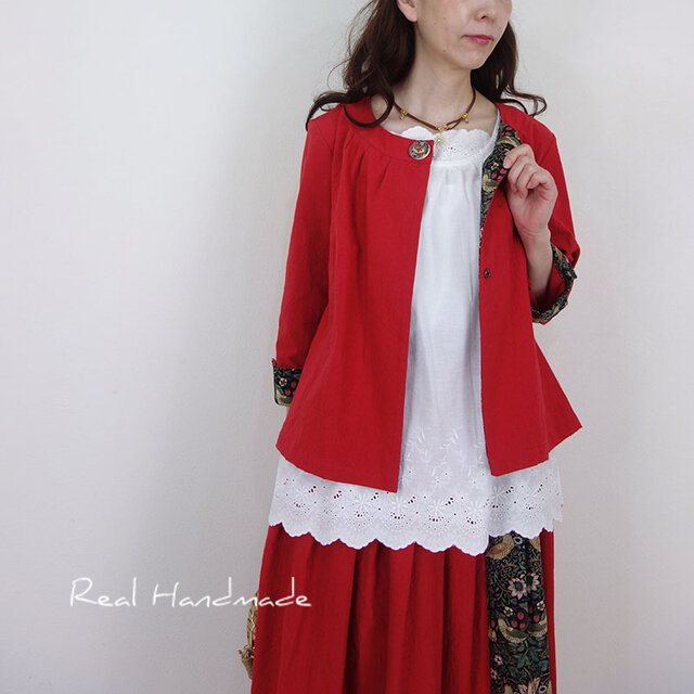 予約販売] スカーレットフォレスト・いちご泥棒のパッチ切替ギャザー