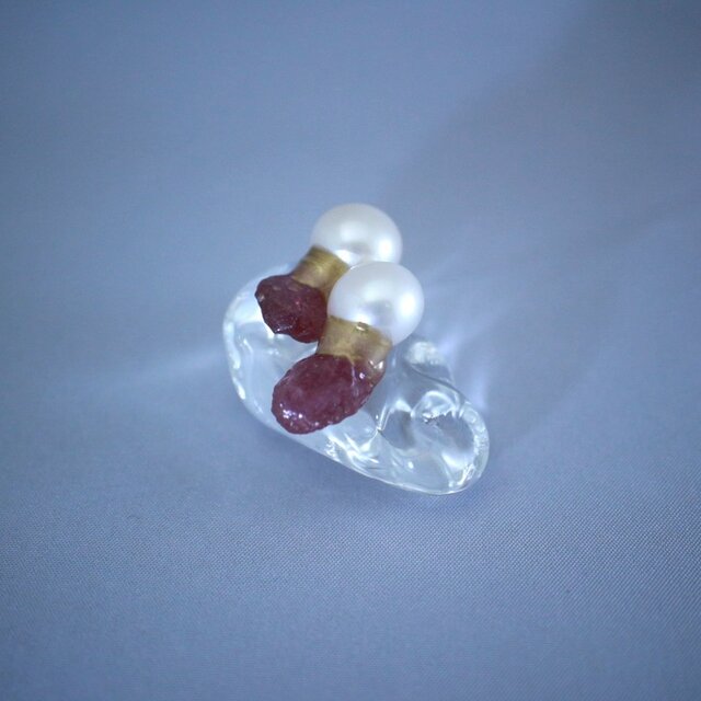 【金継ぎジュエリー】淡水パール × ルビー　-Luce-