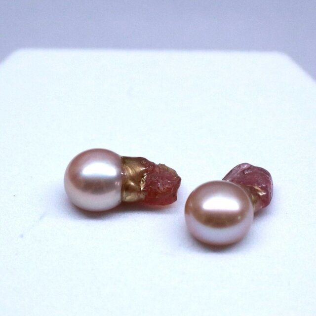 【金継ぎジュエリー】ピンクパール × ルビー　-Fierce-
