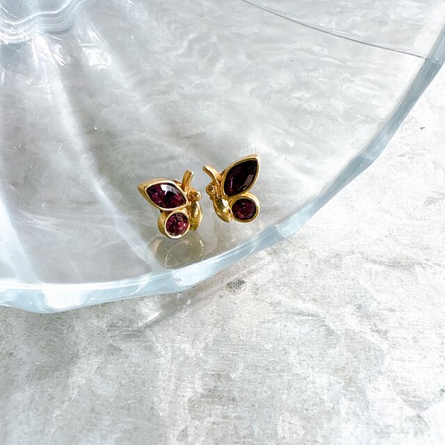 PA362-【 AVON 】エイボン・ヴィンテージピアス Butterfly Lavender Rhinestone