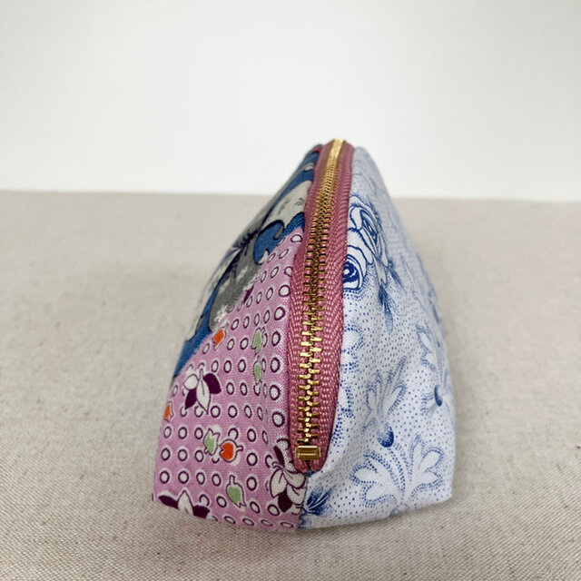 ポーチ ラウンドポーチ 小物入れ ブルーリボンの花 | iichi 日々の