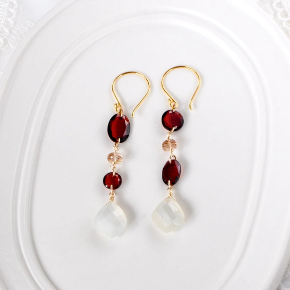 専用✳︎14kgf マラヤガーネット　ドラゴンガーネット　ブレスレットとピアス 6m0171r.jpg