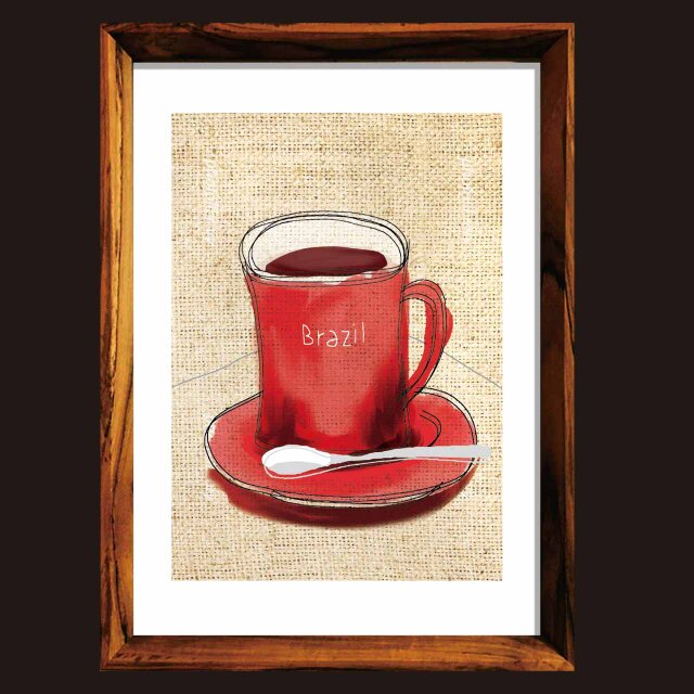 麻布に描いたカップ　送料無料 　イラスト　A4〜A0　ポスター　アートポスター　アートsei検索新着順　3553