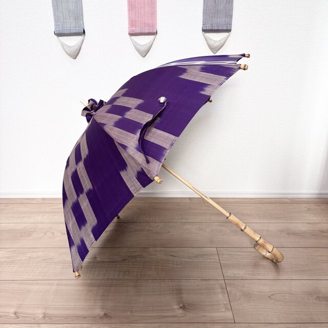 ハンドメイド　銘仙の着物から作った日傘　炎気 銘仙の着物から作った日傘 炎気 | iichi 日々の暮らしを心地よく