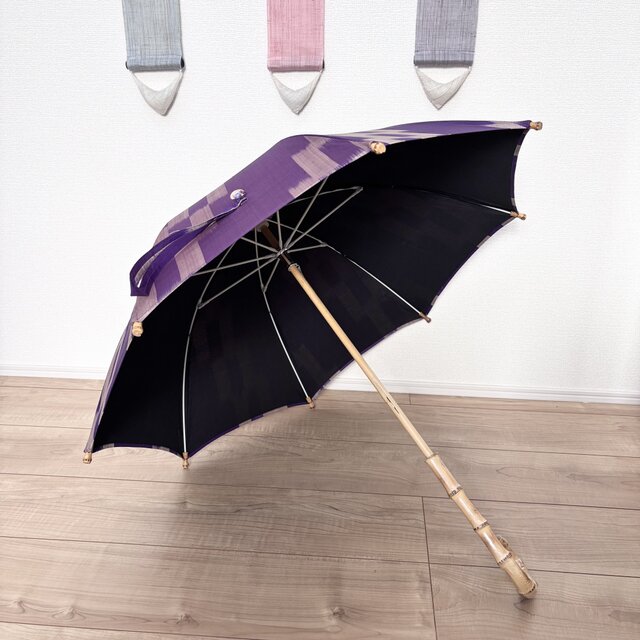 ハンドメイド　銘仙の着物から作った日傘　炎気 銘仙の着物から作った日傘 炎気 | iichi 日々の暮らしを心地よく