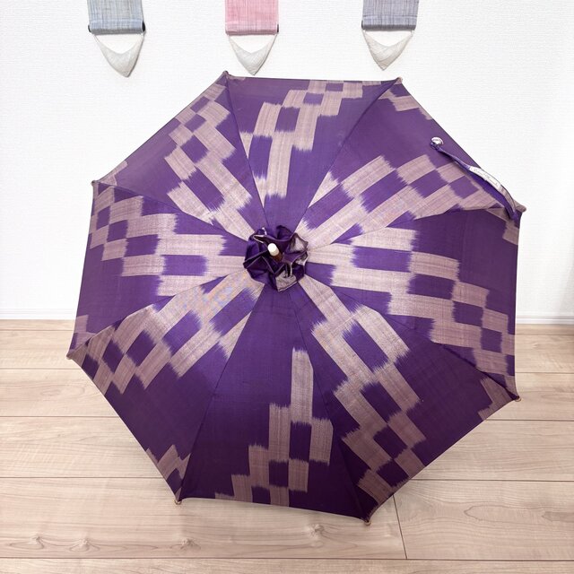 ハンドメイド　銘仙の着物から作った日傘　炎気 銘仙の着物から作った日傘 炎気 | iichi 日々の暮らしを心地よく