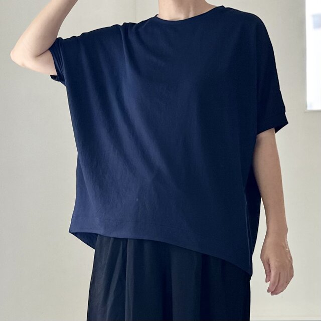 【接触冷感】前後差裾ラウンド ビッグシルエットプルオーバー 3色展開【ネイビー】『2025リデザイン』