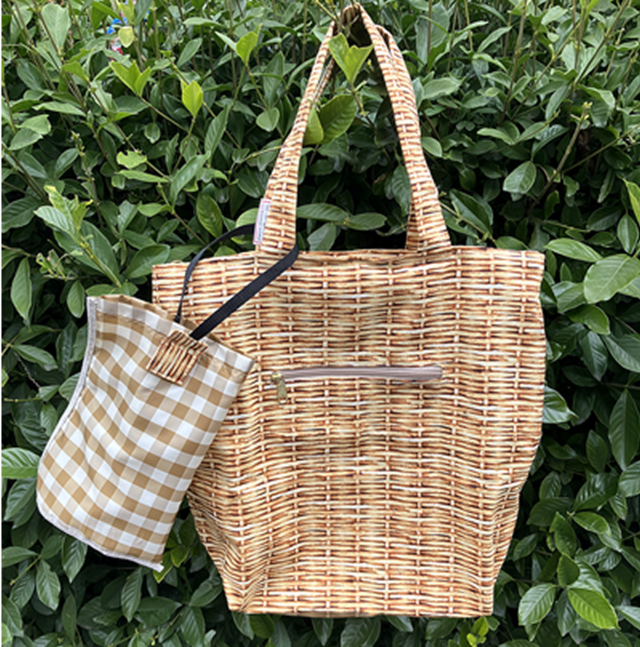 バスケット柄ショッピングバッグ