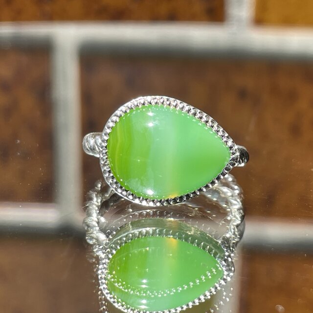 グリーン瑪瑙 はじける果実のしずく PSカボション シルバーSV925