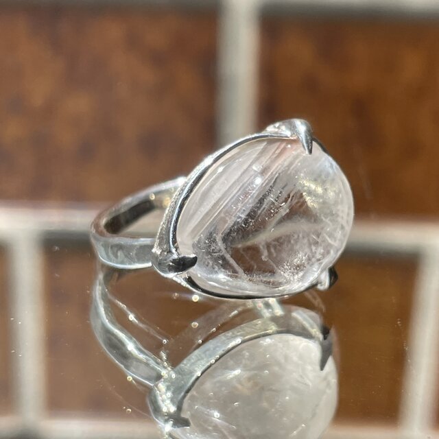 砂浜の　ガーデンクォーツ　ペアシェイプカボション　シルバーSV925リング