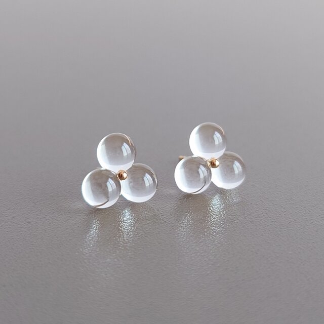 クリア＊ガラス／樹脂ポストピアスor樹脂ノンホールピアス