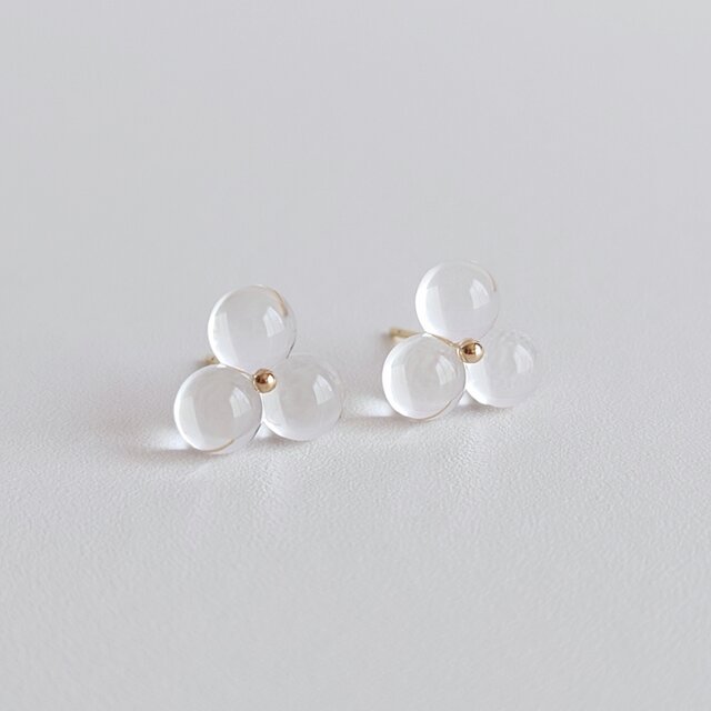 クリア＊ガラス／樹脂ポストピアスor樹脂ノンホールピアス