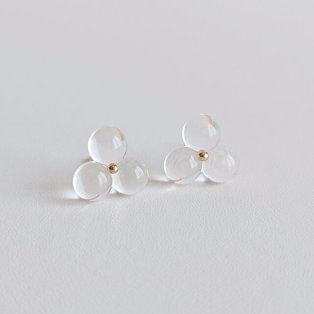 クリア＊ガラス／樹脂ポストピアスor樹脂ノンホールピアス | iichi