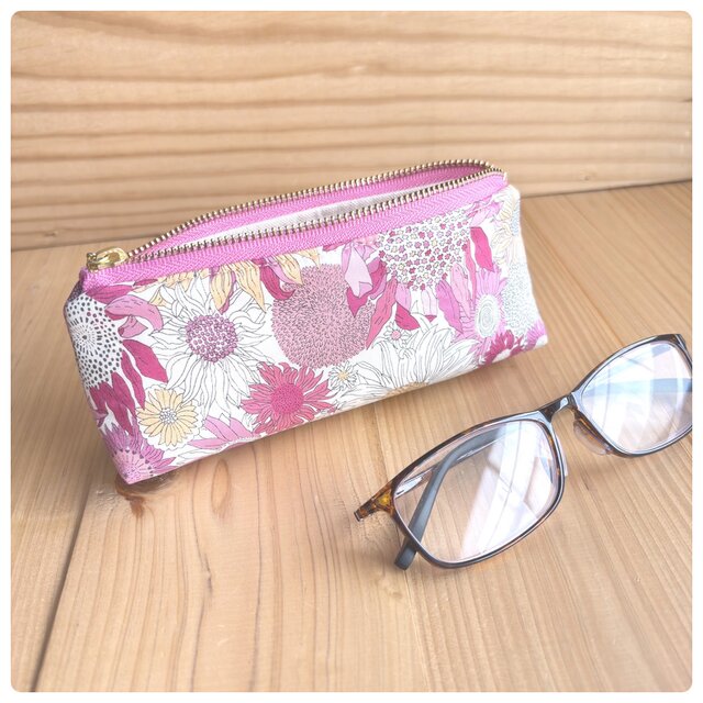 リバティ　めがねポーチ　スタンドポーチ＜Small Susanna＞(スモールスザンナ)ピンク