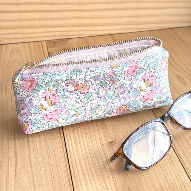 リバティ　めがねポーチ　スタンドポーチ　＜Claire Aude＞(クレア・オード)ピンク