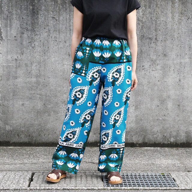 カンガのイージーパンツ（ ストレートシルエット ）アフリカ布パンツ カンガパンツ