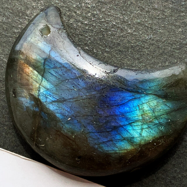 人気を誇る 29x18mm 穴あき】月形ラブラドライト[757] 43Cts ルース 天然石 アクセサリー