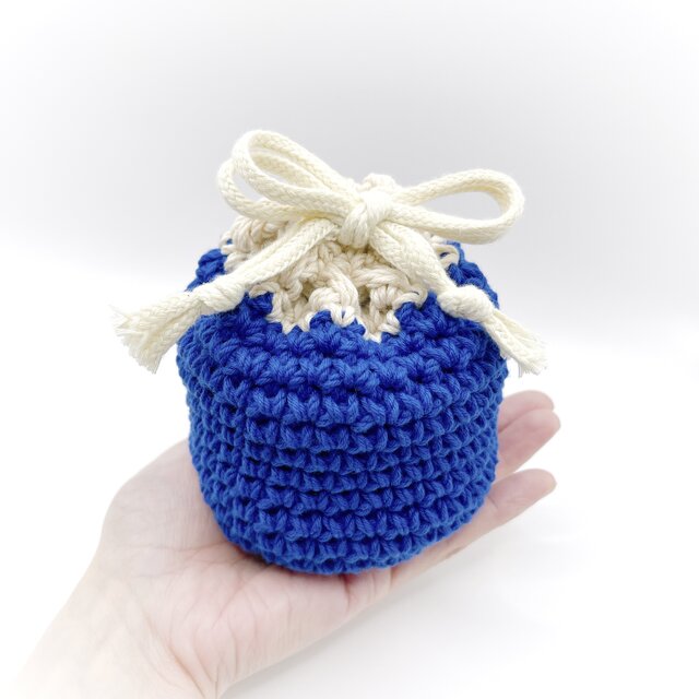 極太コットン巾着/ブルー