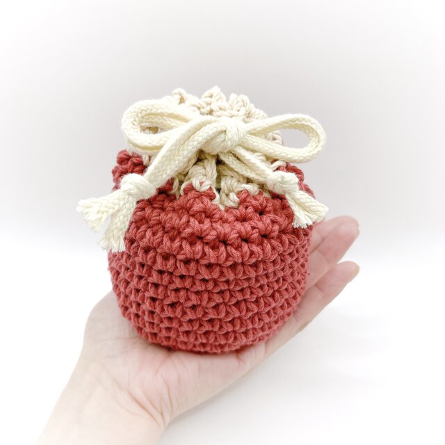 極太コットン巾着/レッド