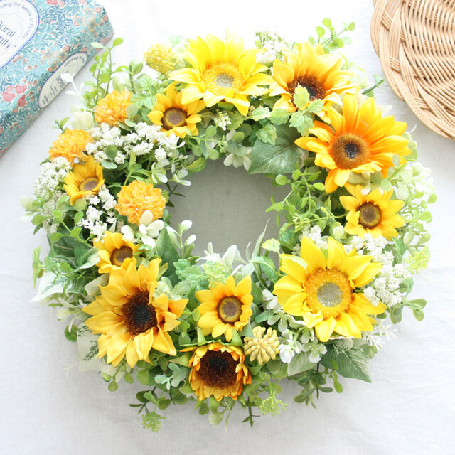 4種の向日葵 大小11輪迫力大の夏リース