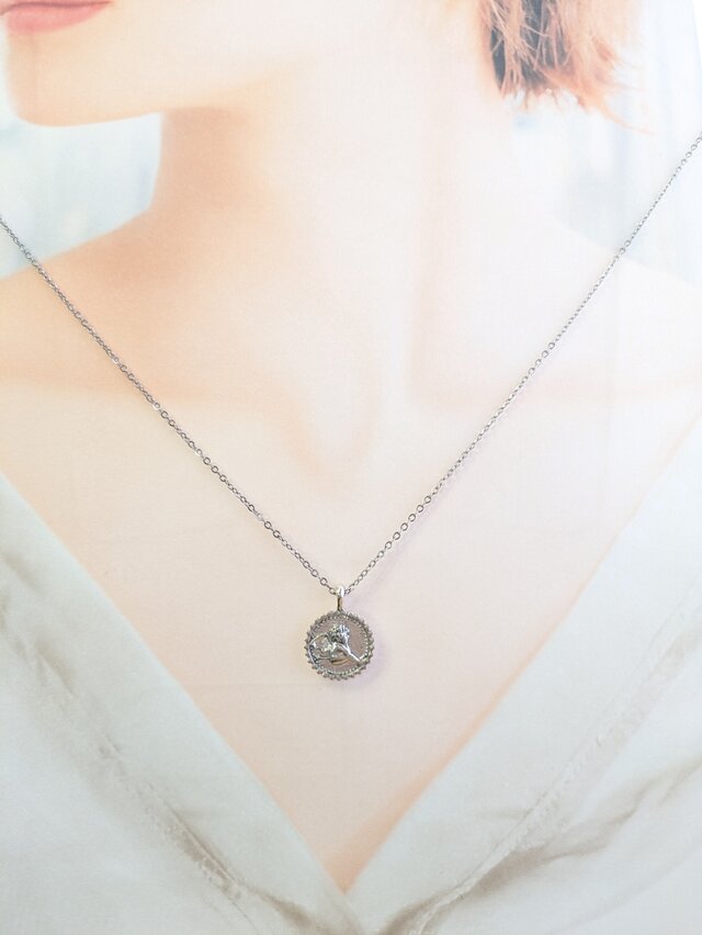 シルバー メダル型ペンダント ネックレス 悪魔 デビルのコイン型 ペンダントネックレス | iichi 日々の暮らしを