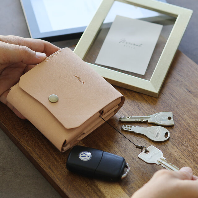 財布として使えるキーケース スマートキー対応 LF-027 ヌメ革ALL スマートキーが入る財布 軽いキーケース