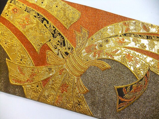 16)2327】31×74cm/テーブルセンター・敷物/新品・束ね熨斗慶長花文様