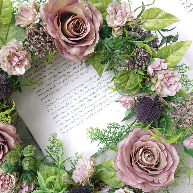 フラワーリースモーブピンクの秋リース 7,000円まで | プリザーブドフラワーリース専門店|愛彩祭|送料無料