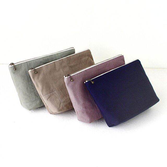 仕切りポケット付き化粧ポーチ｜帆布ポーチ・キャンバスポーチ｜選べる4色
