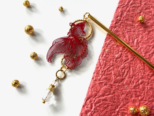 かんざし(金魚) 透かし かんざし 金魚 – かざりや 鐐 - KAZARIYA RYO KYOTO JAPAN -