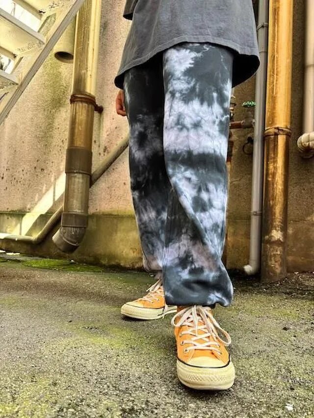 タイダイ スウェットパンツ Mサイズ ブラック×ホワイト HD24-32