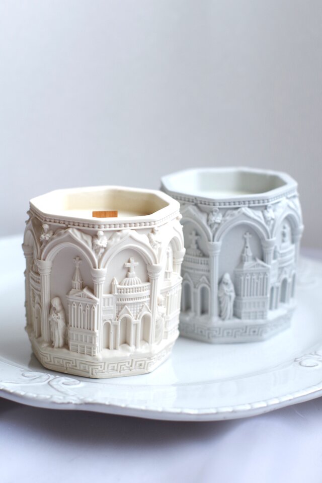 ジェスモナイト&キャンドル やさしい記憶の灯～木芯の音がやさしく響く、街並みキャンドル（ジェス