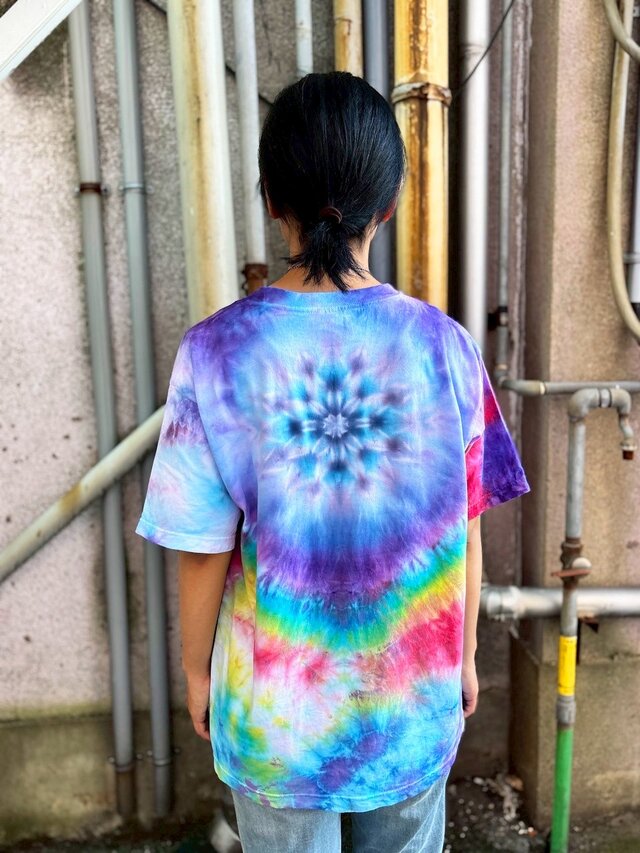 タイダイ Tシャツ Lサイズ 曼荼羅 カラフル ムラ染め Hippies Dye HD24