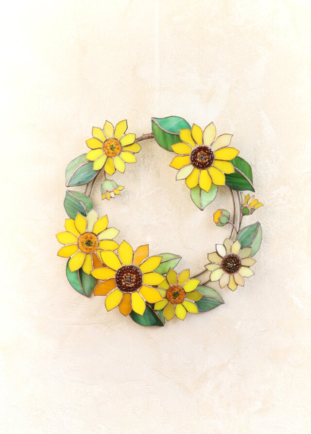 ７月・ひまわり ＜12ヶ月のリース＞ ✣《 ステンドグラス 》